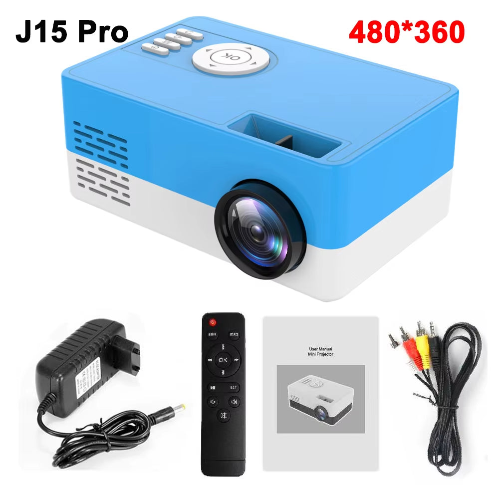 Mini Projector J15 Pro, 480*360 Support 1080P USB Mini Beamer for Phone Smartphone Home Theater Kids Gift PK YG300