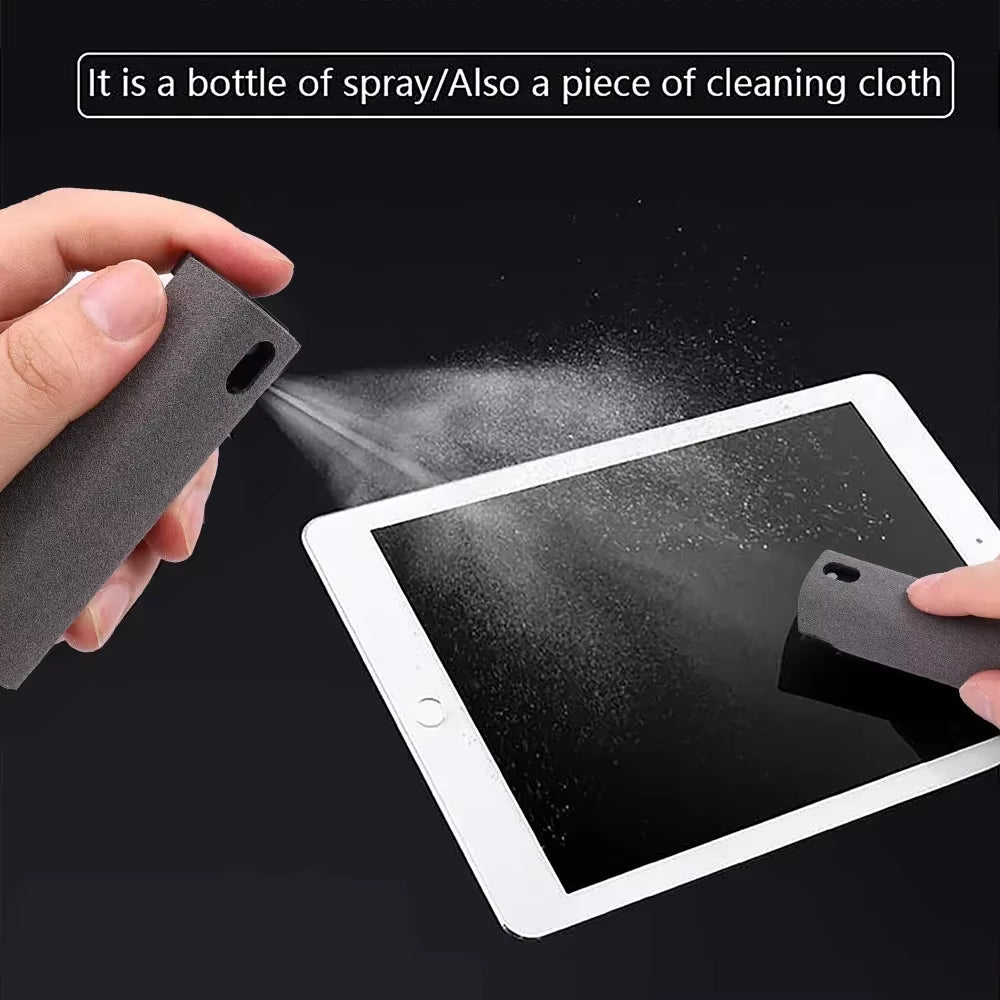 2 in 1 Screen Cleaner Spray Bottle Multifunction Mobile Phone Tablet PC Laptop Screen Dust Remover Microfiber Wiper Cleaner Tool