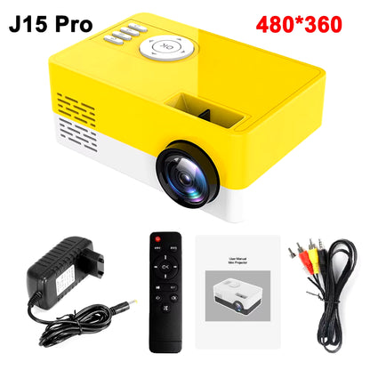 Mini Projector J15 Pro, 480*360 Support 1080P USB Mini Beamer for Phone Smartphone Home Theater Kids Gift PK YG300