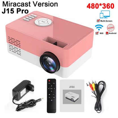 Mini Projector J15 Pro, 480*360 Support 1080P USB Mini Beamer for Phone Smartphone Home Theater Kids Gift PK YG300