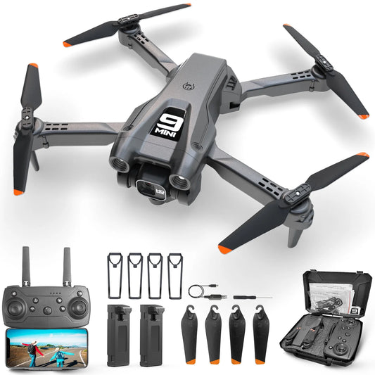 Foldable Drone with 1080P HD FPV Camera, WiFi RC Quadcopter, 360° Flip, Waypoint Flight, Suitable for Kids, Adults, and Beginners, Black, Includes 2 Batteries