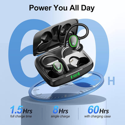 Experience Unmatched Sound & Comfort with HUJINA i21 Bluetooth Waterproof Earbuds - 60 Hours Playback for Sport & Adventure!