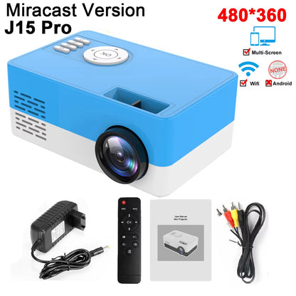 Mini Projector J15 Pro, 480*360 Support 1080P USB Mini Beamer for Phone Smartphone Home Theater Kids Gift PK YG300