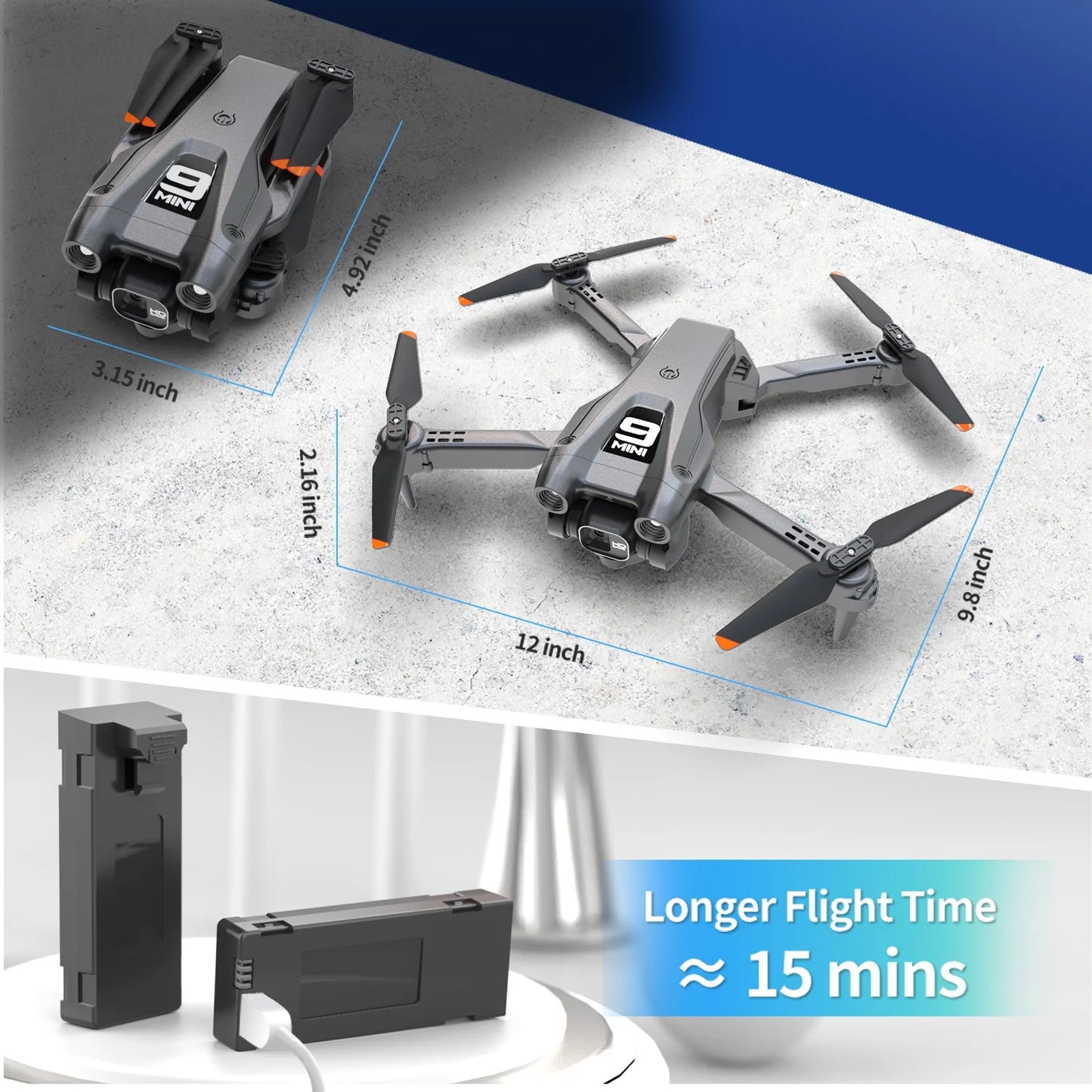 Foldable Drone with 1080P HD FPV Camera, WiFi RC Quadcopter, 360° Flip, Waypoint Flight, Suitable for Kids, Adults, and Beginners, Black, Includes 2 Batteries