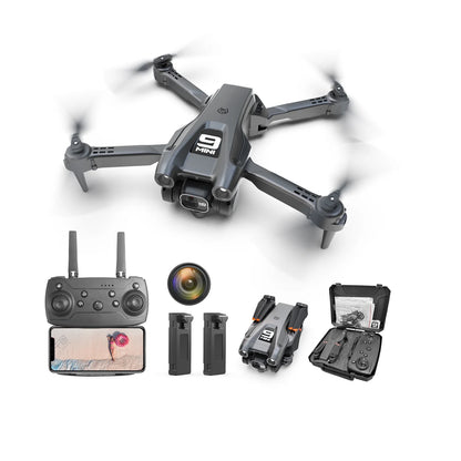 Foldable Drone with 1080P HD FPV Camera, WiFi RC Quadcopter, 360° Flip, Waypoint Flight, Suitable for Kids, Adults, and Beginners, Black, Includes 2 Batteries